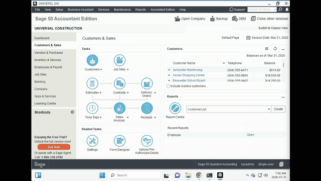 Fleet AI agent recording a Sage 50 payroll report workflow on a Windows desktop